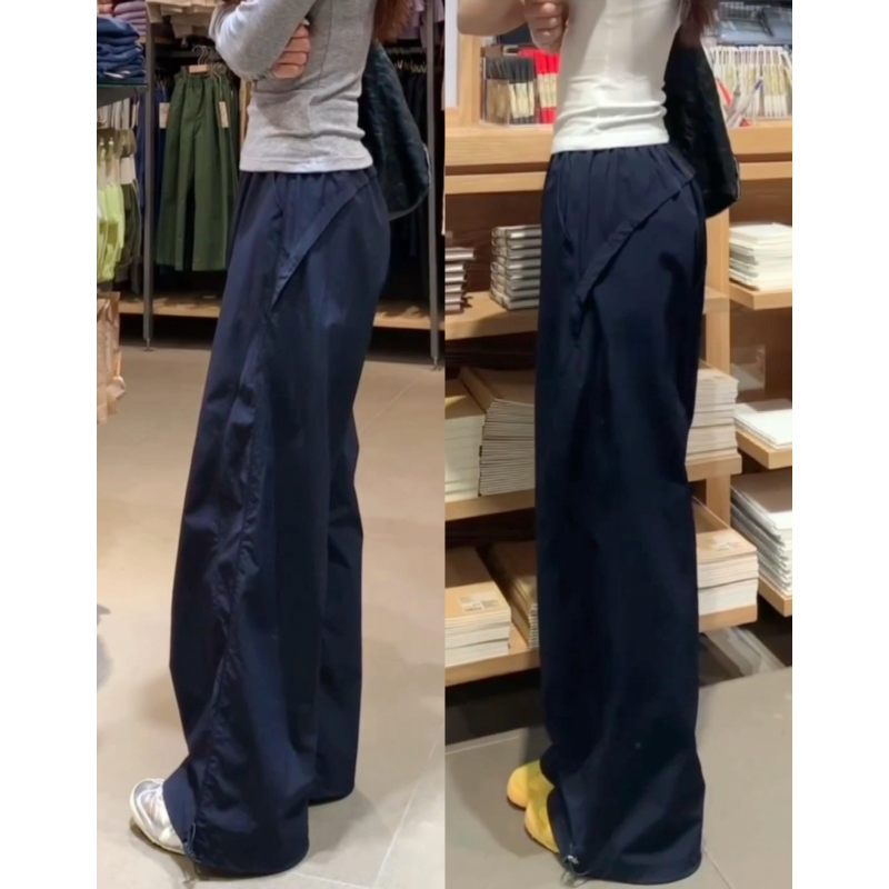 180高个子175加长藏青色速干工装裤女夏季薄款高腰防晒阔腿运动裤