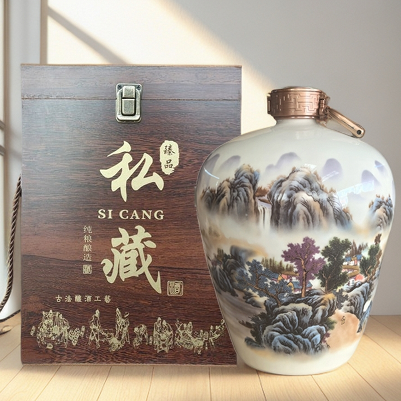 厨斯达陶瓷酒瓶5斤10斤酒坛田园散装酒容器家用酒壶密封酒罐空瓶