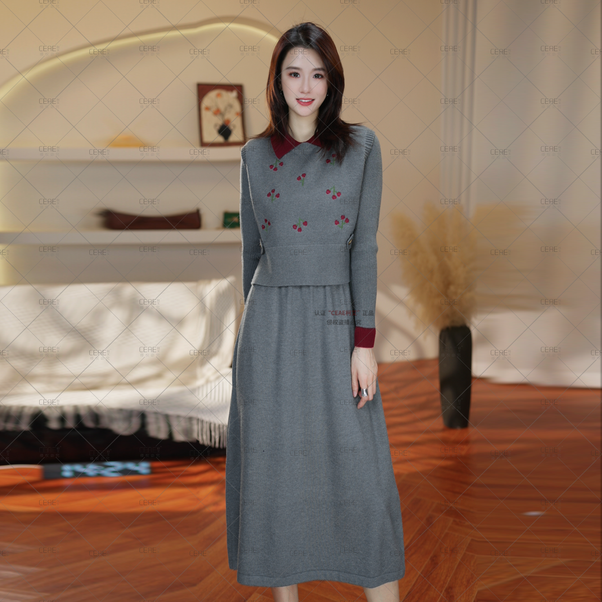 洋气A字裙连衣裙中腰秋冬秋装秋季女装显瘦气质裙子