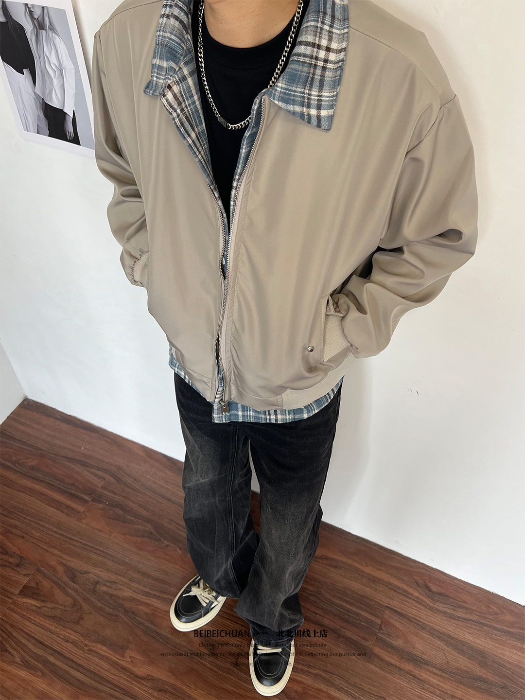 BBC【美式假俩件衬衫】翻领飞行夹克复古Cleanfit男女款高街外套