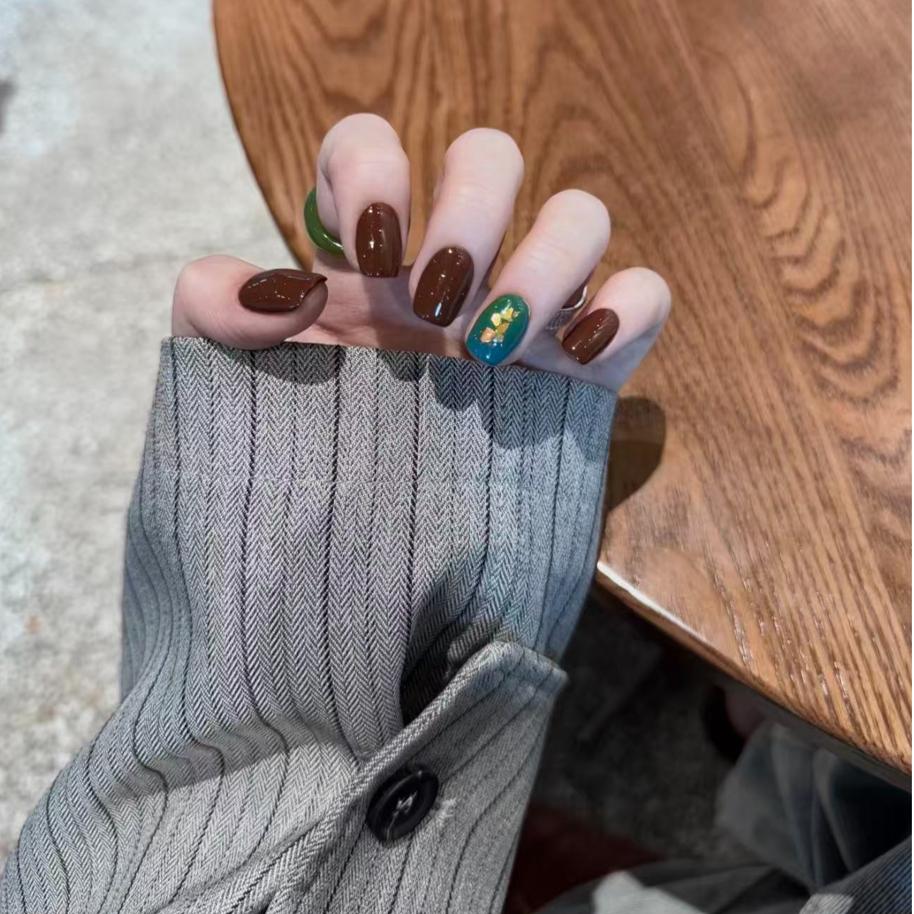 【孔雀碎花】穿戴甲纯手工美甲秋冬新款欧美风简约高级显白气质轻奢