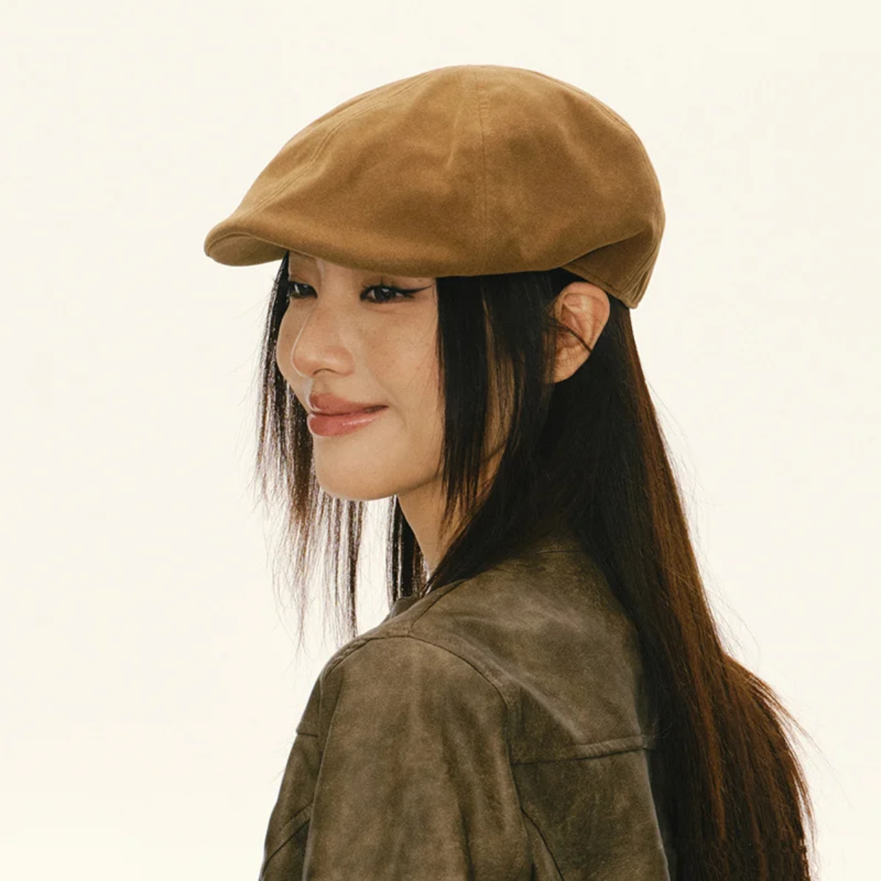 咖色麂皮绒前进帽复古显脸小气质英伦风报童帽腔调画家帽时尚