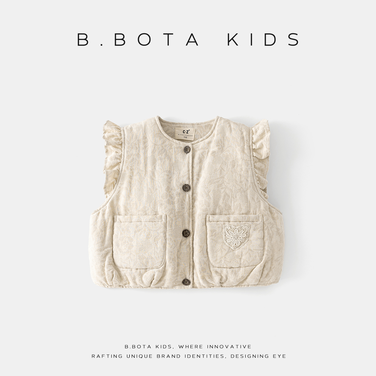 〖姐姐家〗2025冬款儿童植绒花飞袖夹棉马甲-26705