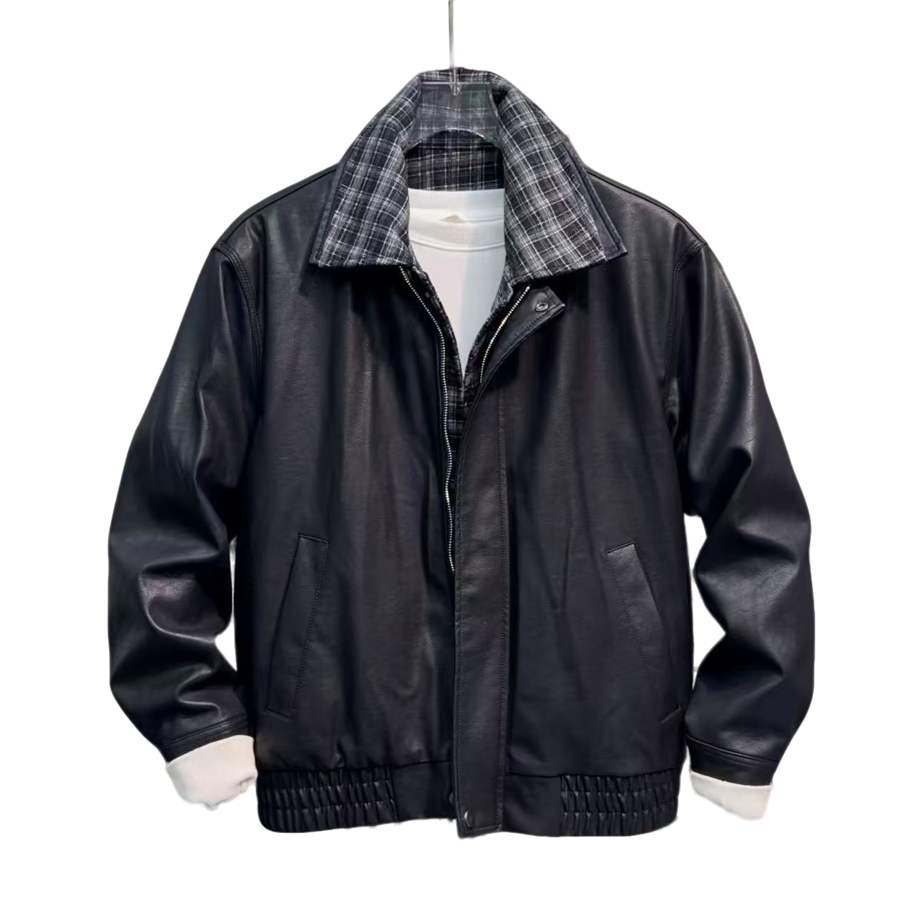 翻领假两件内里大毛冬季新款保暖防风纯色潮流时尚翻领韩版