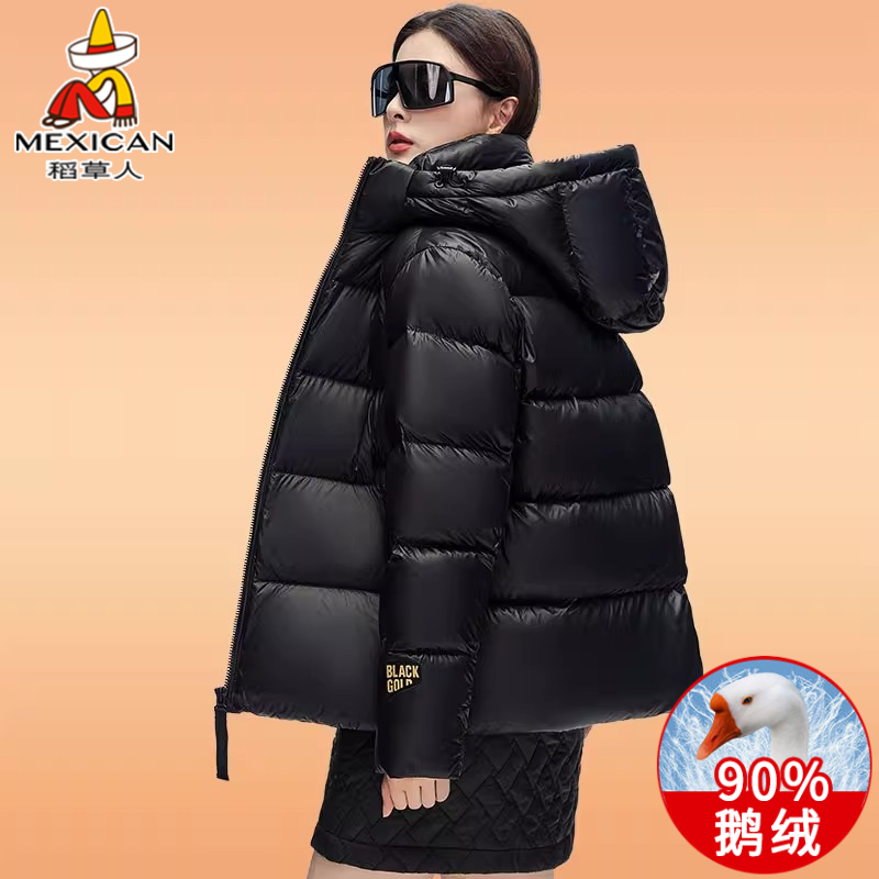 稻草人短款高端黑金羽绒服冬季男女同款爆款加厚保暖潮牌鹅绒外套