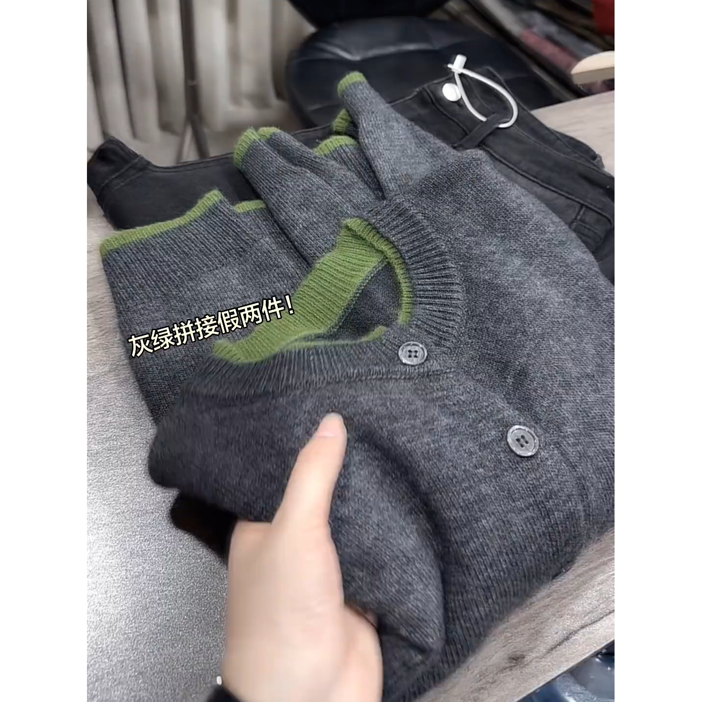 韩系高级感慵懒风穿搭假两件上衣2025秋冬新款爆款减龄显瘦针织衫