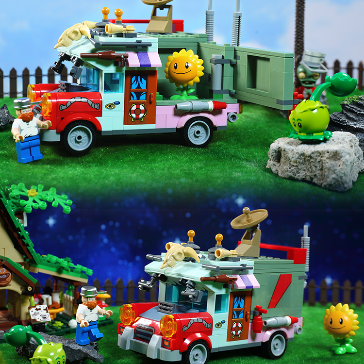 植物大战僵尸2恐龙危机场景系列拼装积木男孩玩具进击的潘妮古迪