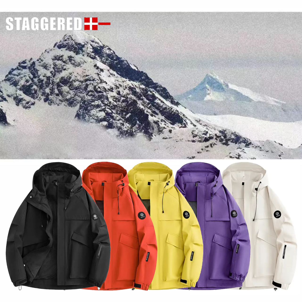 新款春秋休闲多口袋男女情侣冲锋衣户外防水防风骑行服