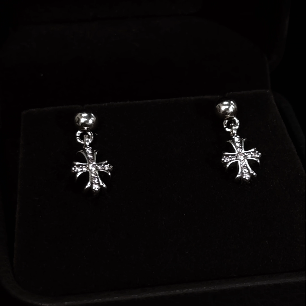 合金耳饰 【冰糖十字 耳钉】经典带锆耳钉素款潮流简约潮流