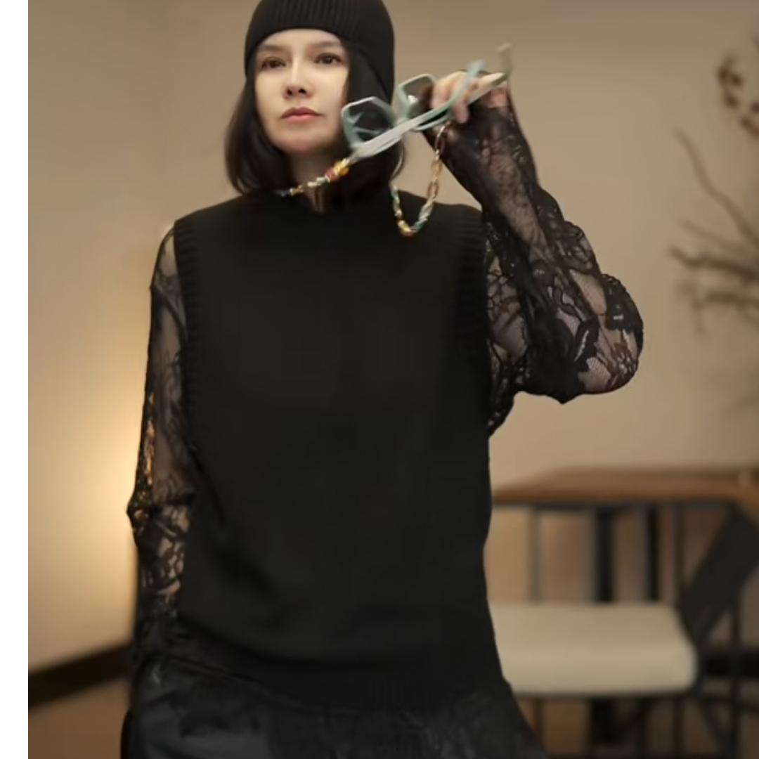 大版新款上新低圆领针织马甲背心横螺纹休闲时尚保暖毛坎肩