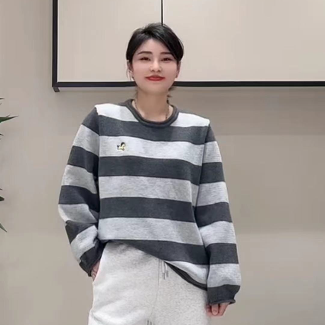 【冬季新款】宽格中款宽松针织衫1075