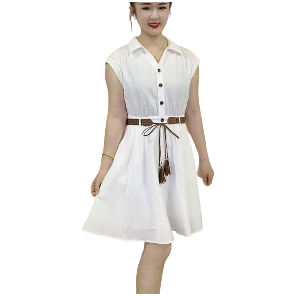5-5B298法式时尚收腰显瘦衬衫连衣裙百搭薄款透气