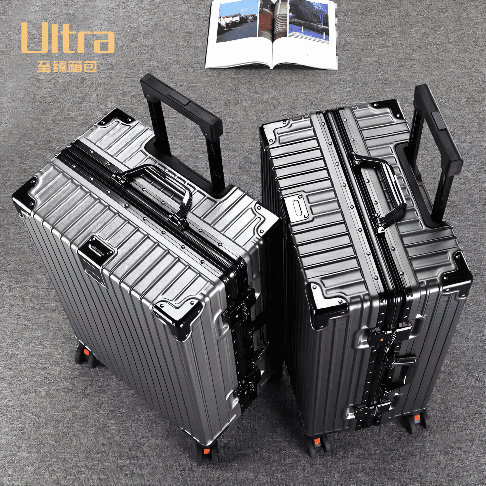 德国拜耳PC铝框加厚拉杆箱商务旅行箱男士女学生密码箱黑色行李箱