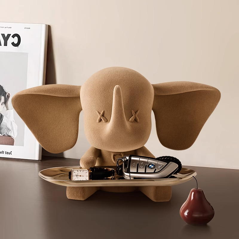 贝汉美小飞象托盘摆件入户玄关钥匙收纳客厅电视柜家居装饰品批发