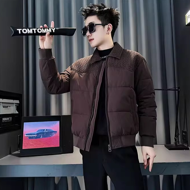 男士短款时尚休闲潮流百搭韩版秋冬男款冬季加厚保暖棉服棉衣立领