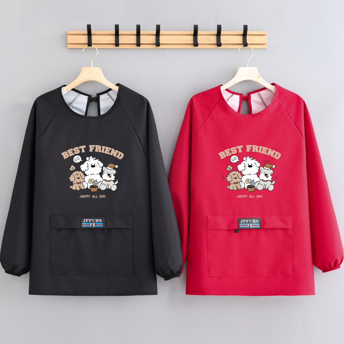 时尚防水防油卡通罩衣家用厨房小个子干活围裙餐饮服务员工作服