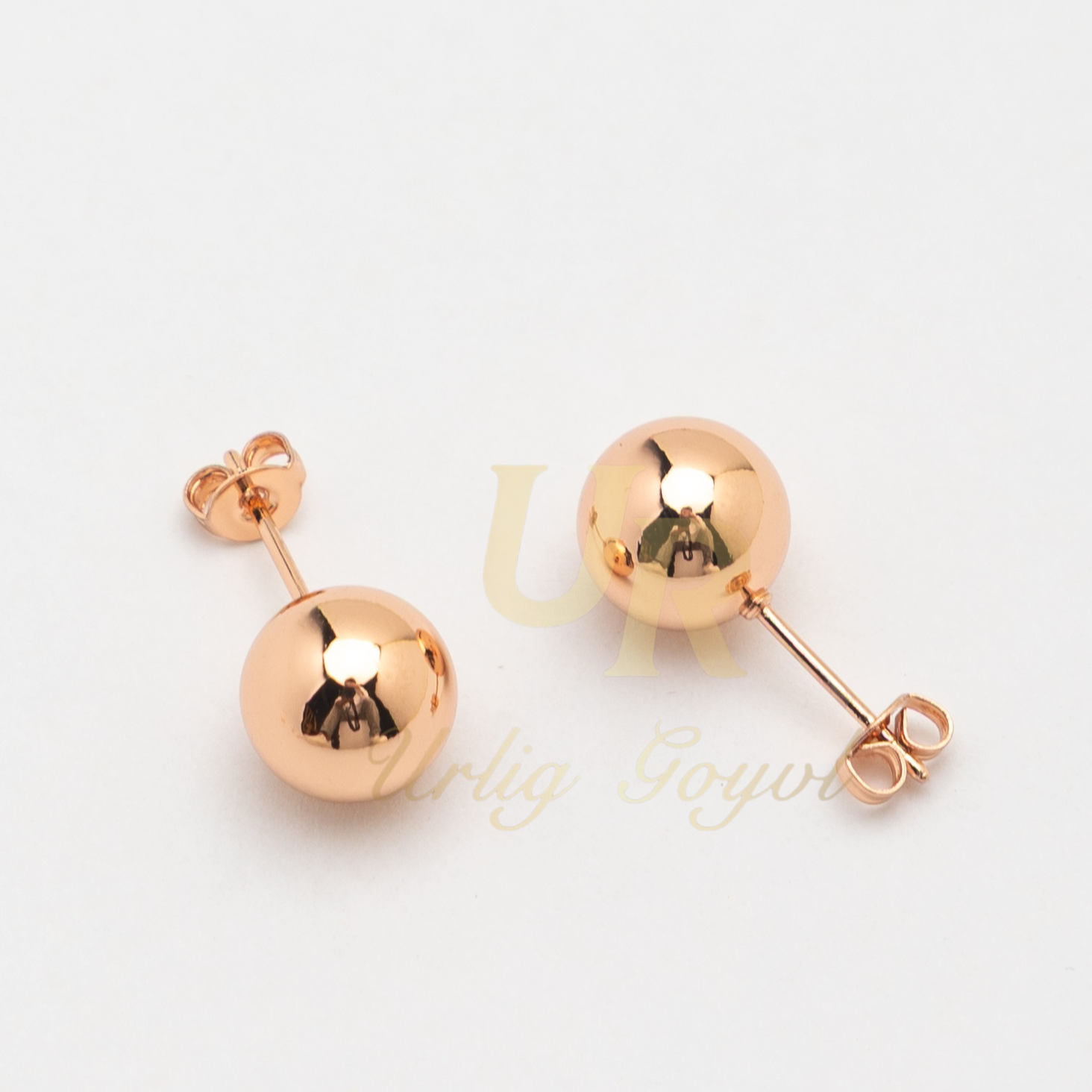 合金锆石耳饰 UR【顺丰包邮-无运费险】10mm珠钉玫瑰金色民族耳饰