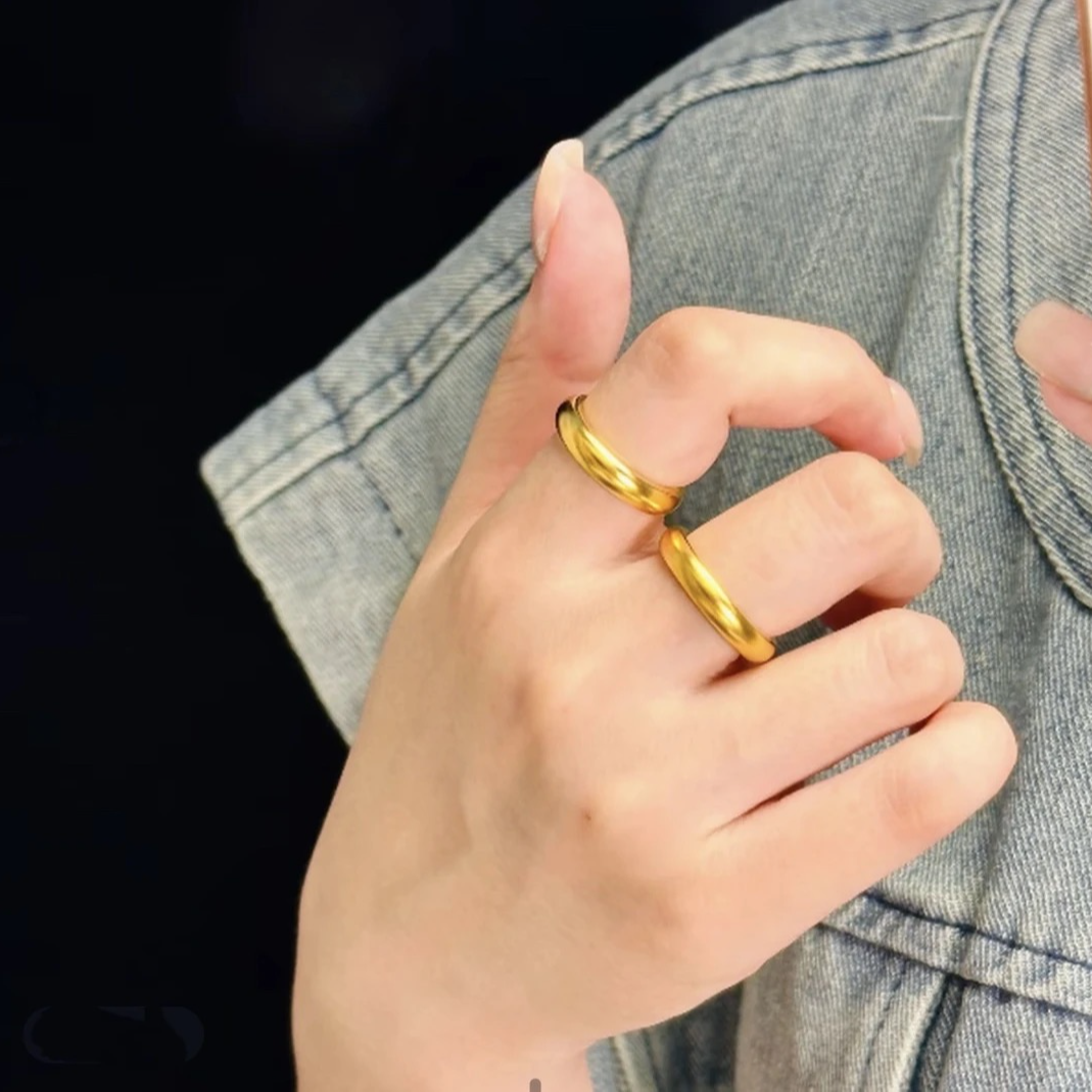 铜合金戒指 新中式国风古法泥鳅背素圈戒指女精美气质百搭4mm指环