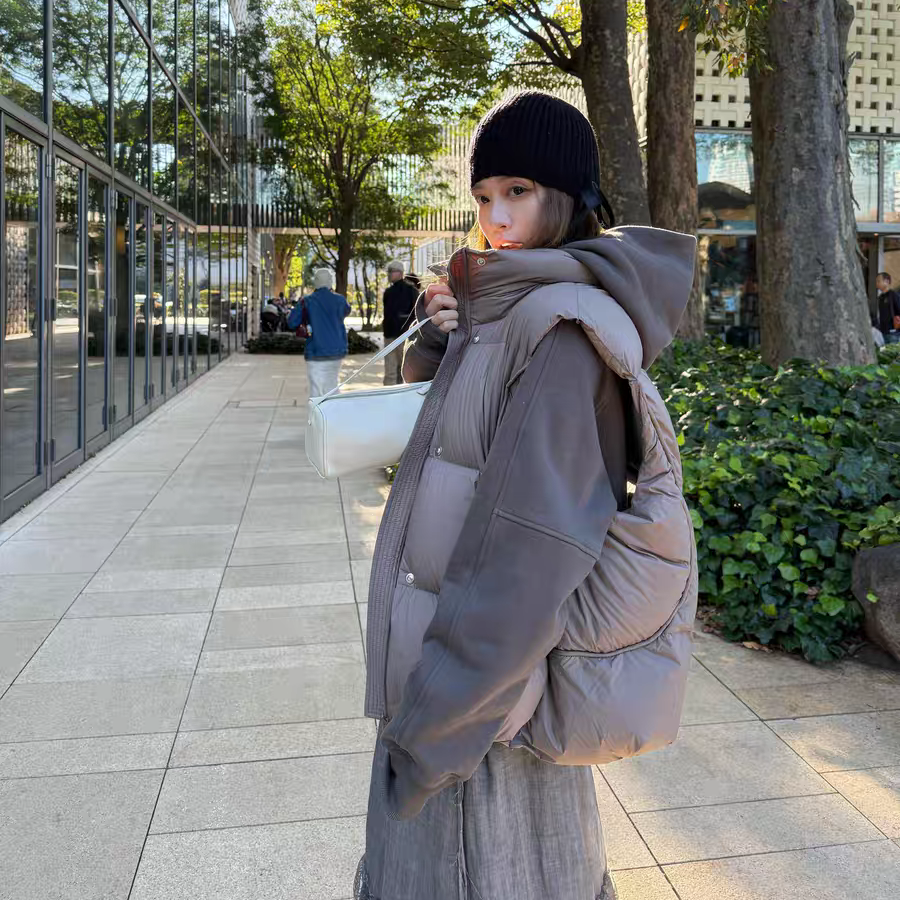 LUOXUE保真95绒 云朵感泡芙羽绒服 95白鸭绒时尚百搭立领马甲新款