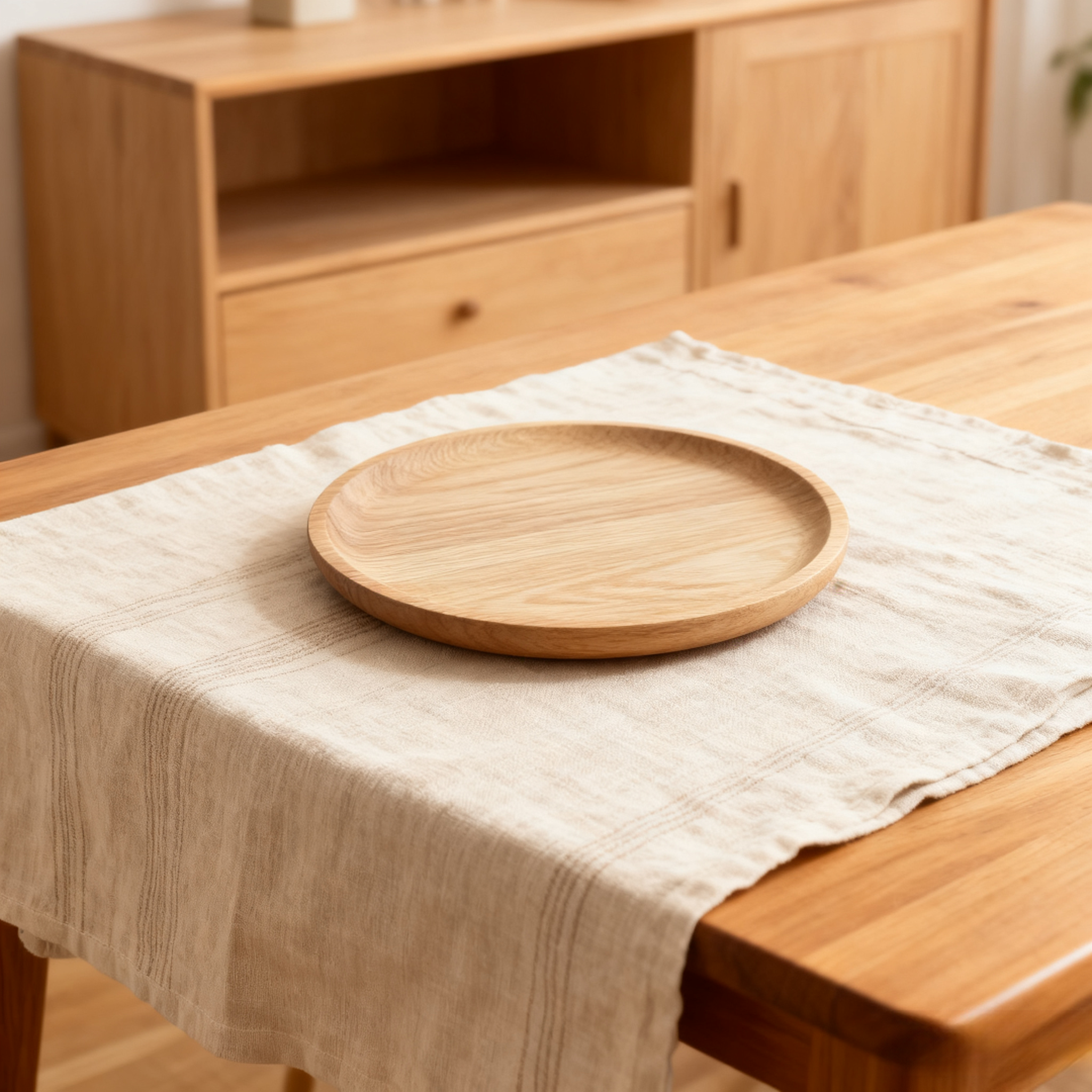 【圣格】全实木餐盘干果盘家用家用创意简约日式圆形干泡盘