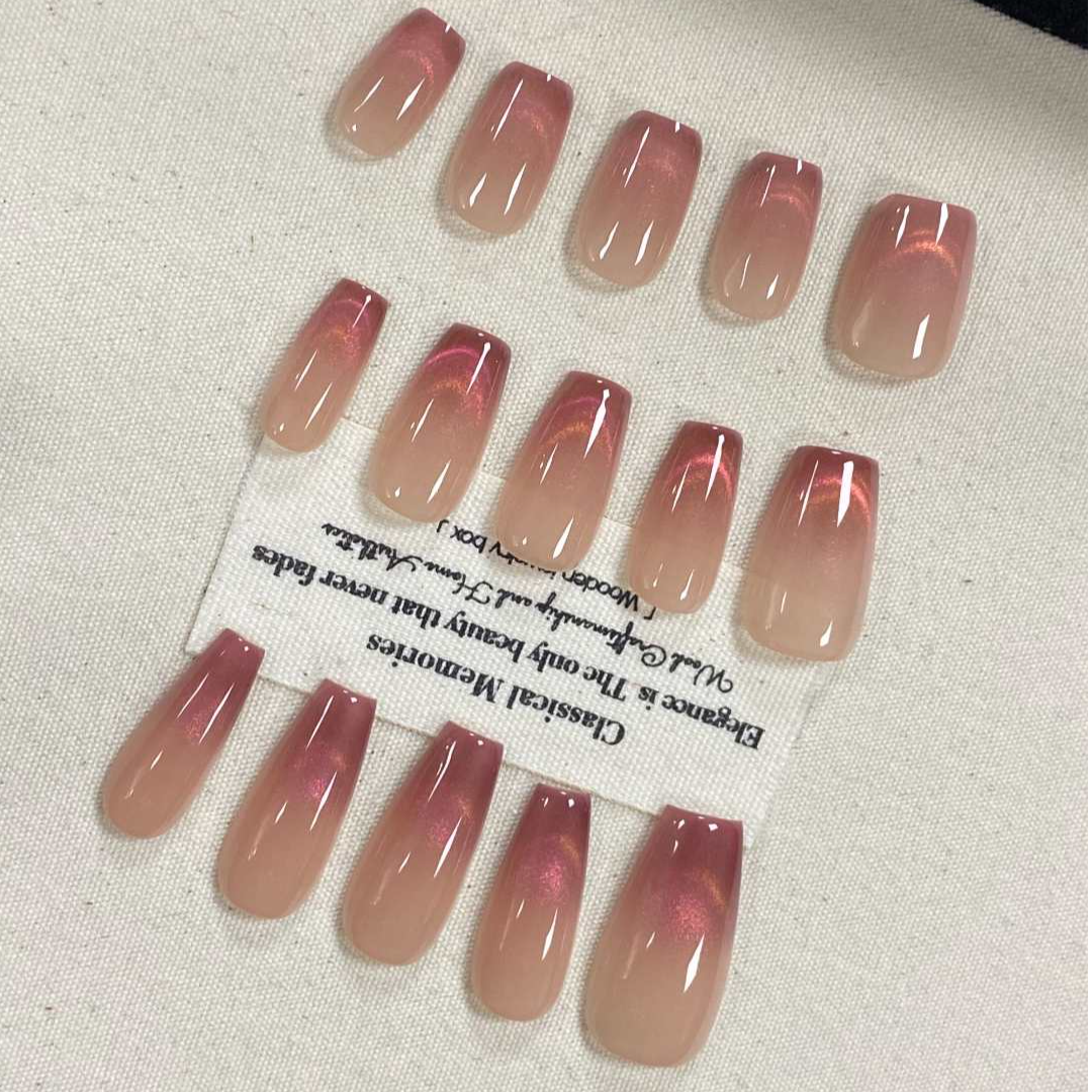 M专款【酒红猫眼】JD1632新款穿戴甲甲片秋冬（福利款无工具包美甲）