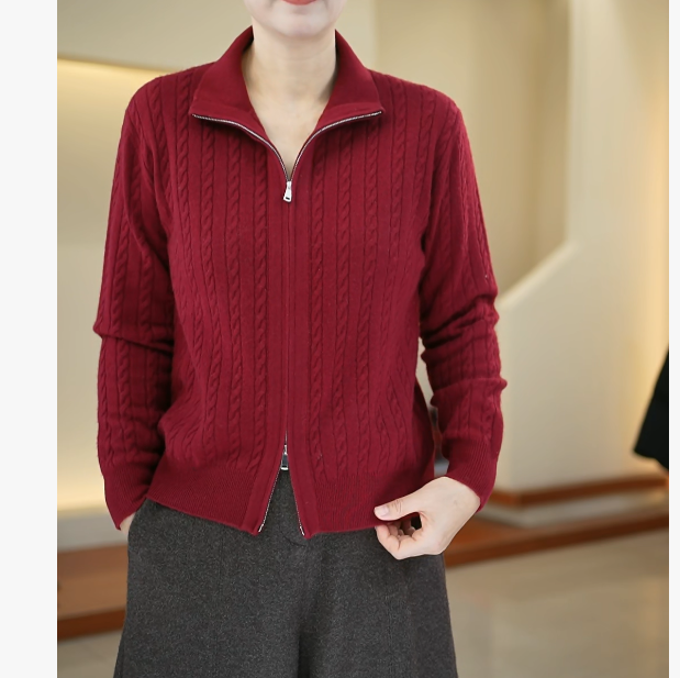 SKL-681毛衣秋冬针织时尚女毛针织衫女士拉链衫加厚