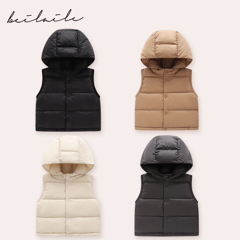 【连帽三防羽绒马甲 洛洛妈咪】婴儿童羽绒宝宝背心拜年秋冬马甲H1