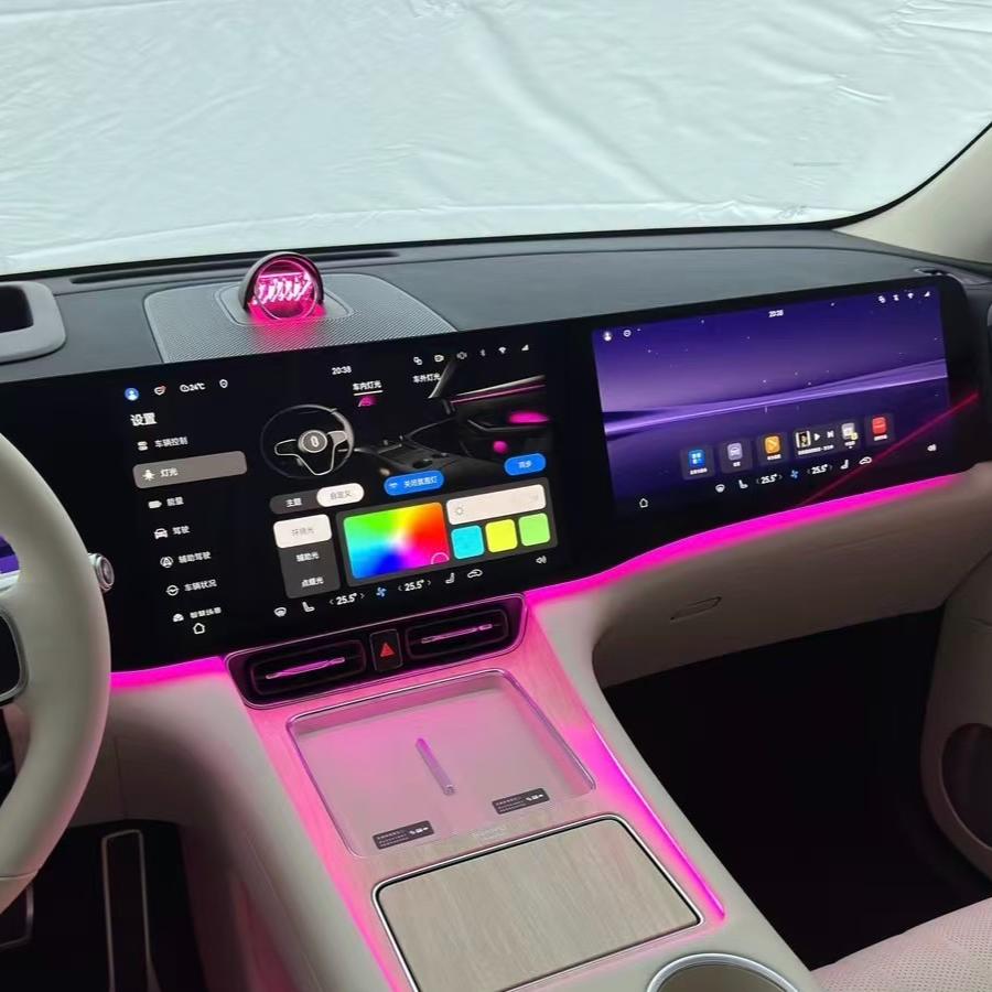 华为问界m8中控仪表台无线充氛围灯升级内饰同步原车屏控制氛围灯