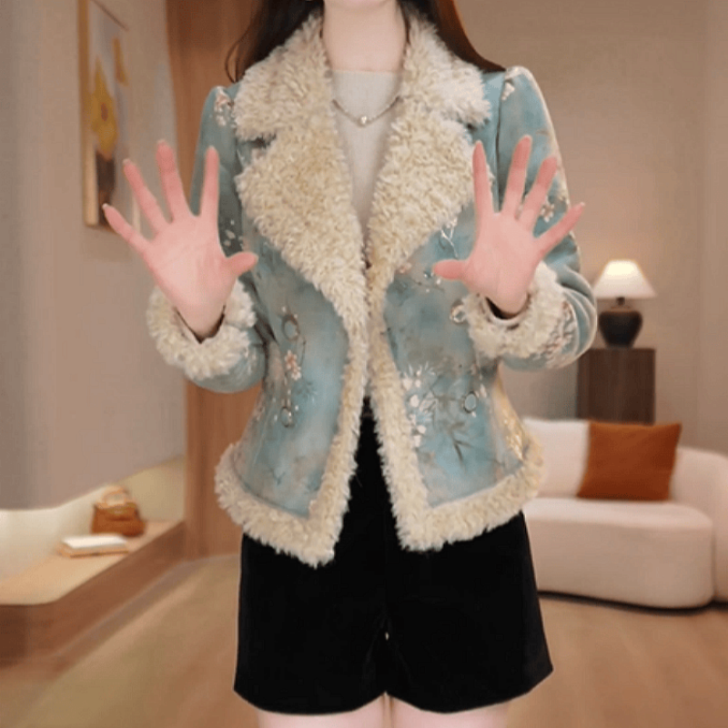 B988【短外套】2025冬季新款时尚复古翻领加厚保暖百搭休闲短外套