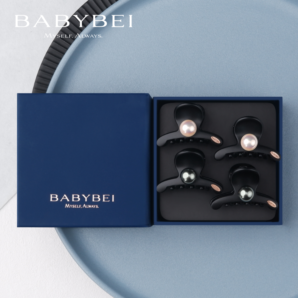 BABYBEI/初贝豆豆高亮珠小号抓夹圆头单圆珠优雅甜美气质简约黑米