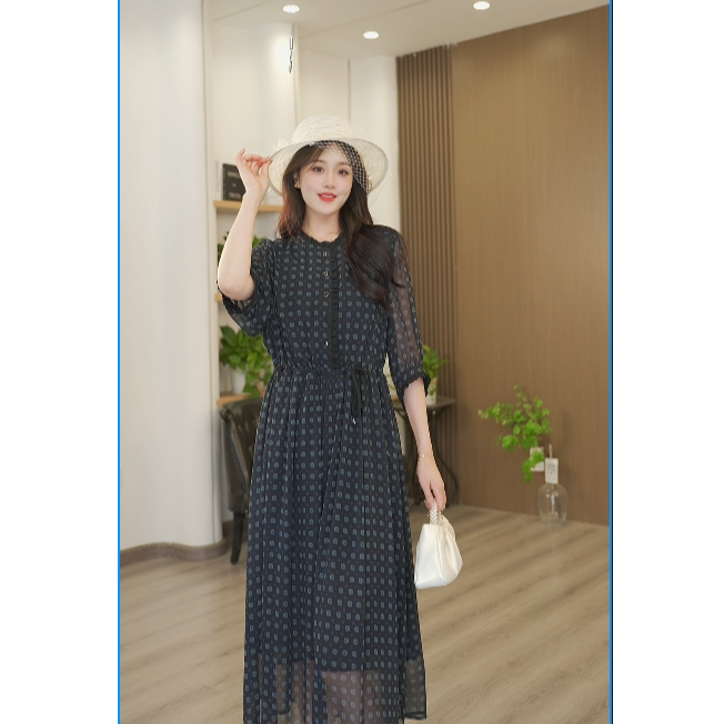 8320【龙玫兰格】2025新款连衣裙法式收腰显瘦气质格子连衣裙