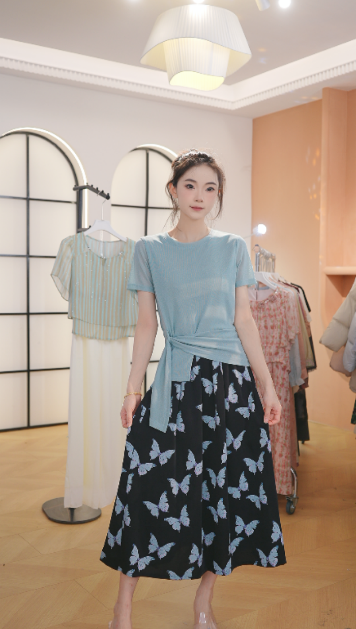 【送运费补贴】Z8617夏装高端时尚两件套百搭宽松T恤半身裙套装女