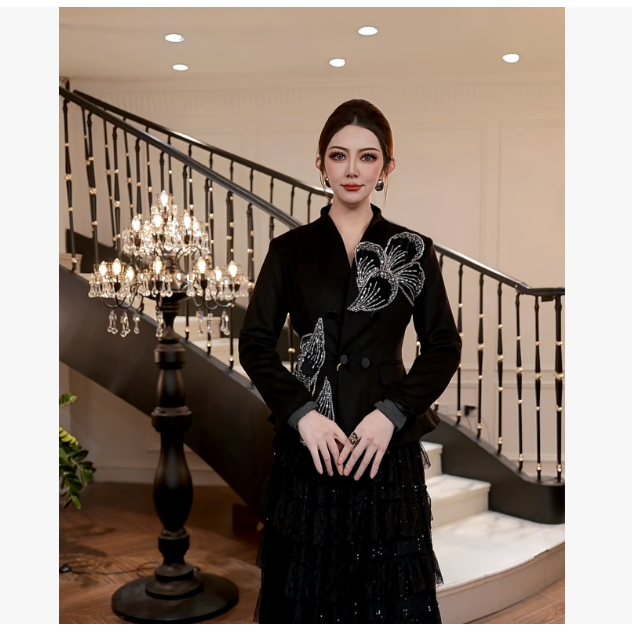 【FUNANI】 气质时尚秋冬2025小众重工设计款大衣短外套XG2531127A