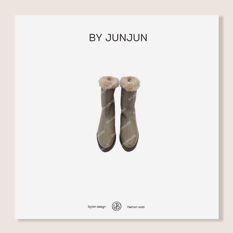 ByJunjun小众设计师 珺珺私服定制真皮保暖扛冻毛毛靴