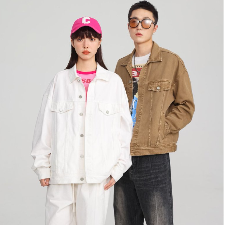 CHOMNES新款男女美式宽松休闲潮流牛仔外套男士工装牛仔外套男款