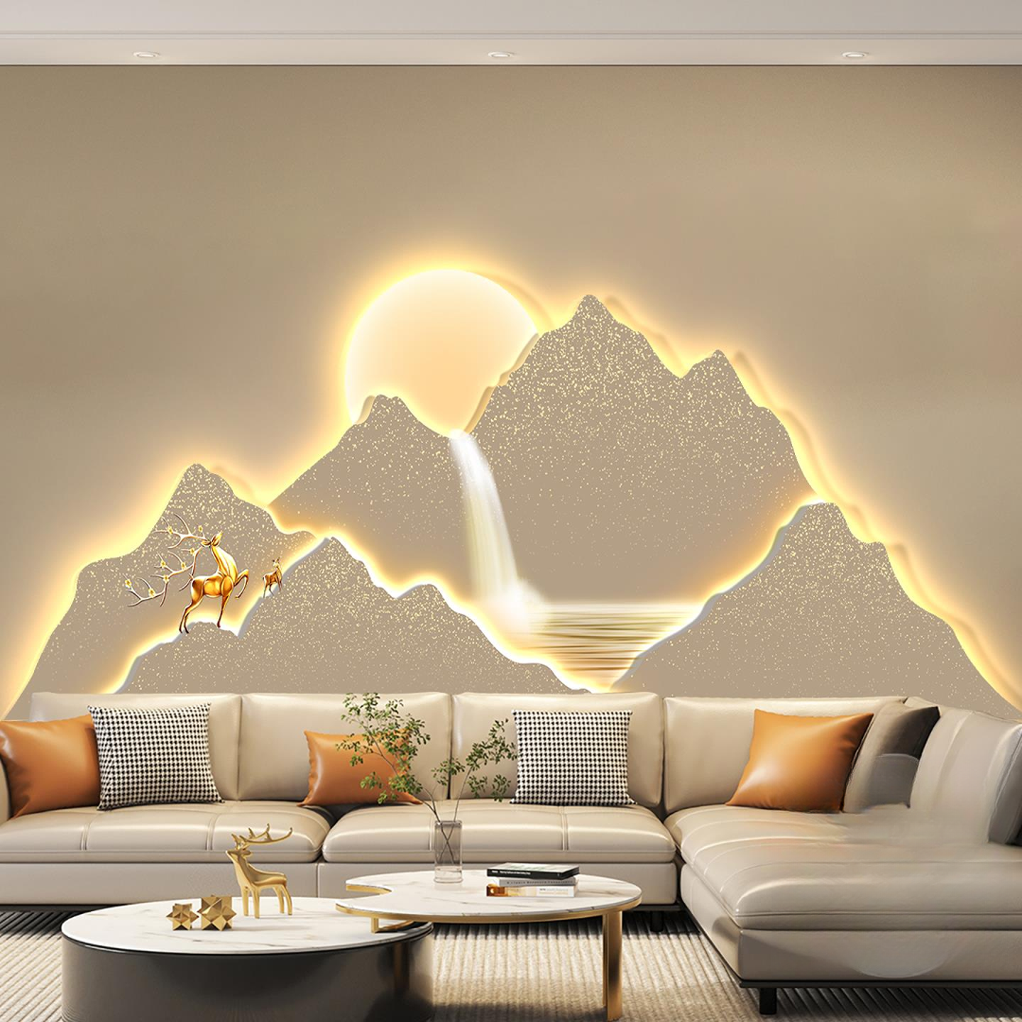 背有靠山客厅装饰画轻奢大气沙发背景墙挂画高级感2025新款壁画