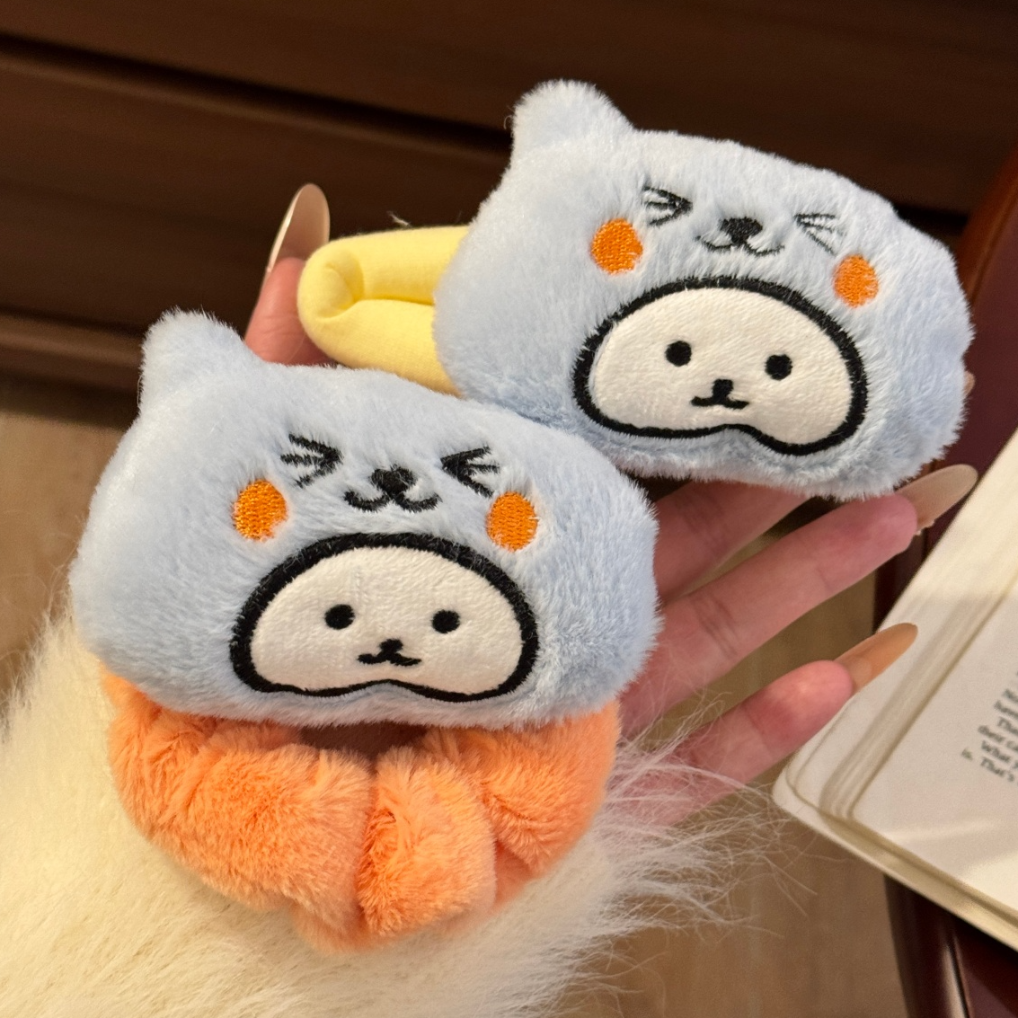 可爱自嘲熊酷儿头套系列发圈掰掰夹毛绒少女甜美发夹超萌卡通头饰