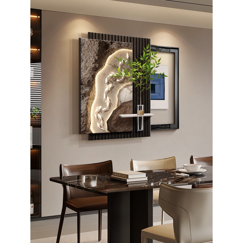 2025新款九鱼图电表箱装饰画水培绿植遮挡弱电箱盖面板电闸盒挂画