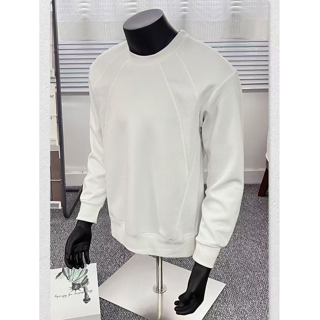 CAELUMIR秋上新针织圆领秋季卫衣休闲通勤户外拼接男士长袖落肩袖