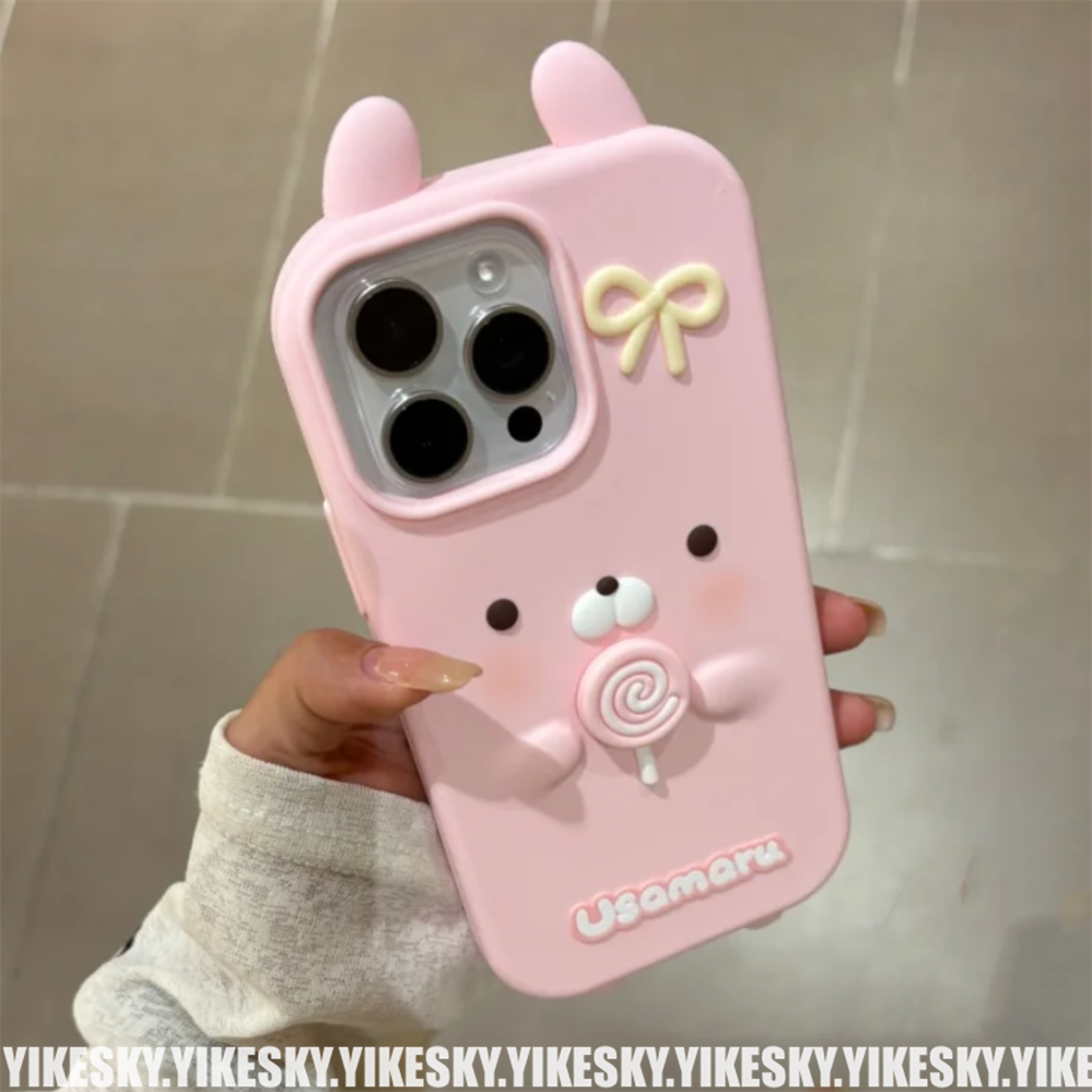 立体卡通棒棒糖兔丸苹果17promax手机壳iPhone16151413硅胶14pro
