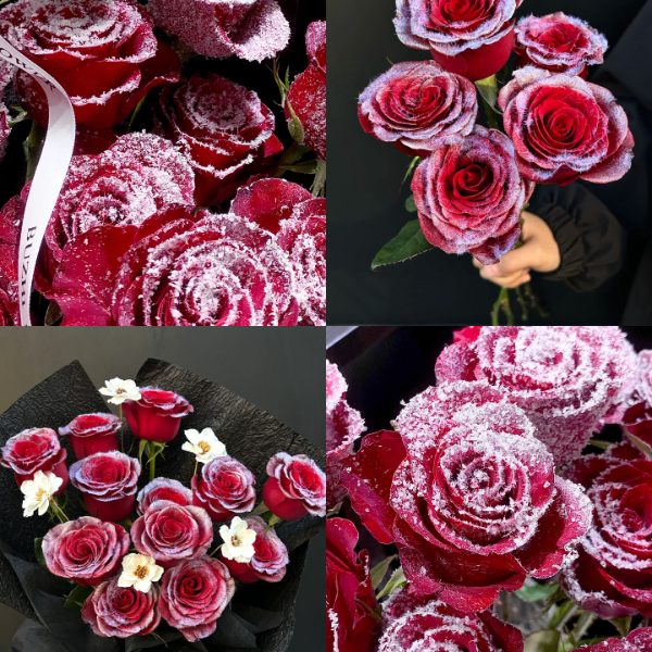 【星语】圣诞仿真雪花冰沙玫瑰花束搭配落雪氛围感diy花艺包装材料