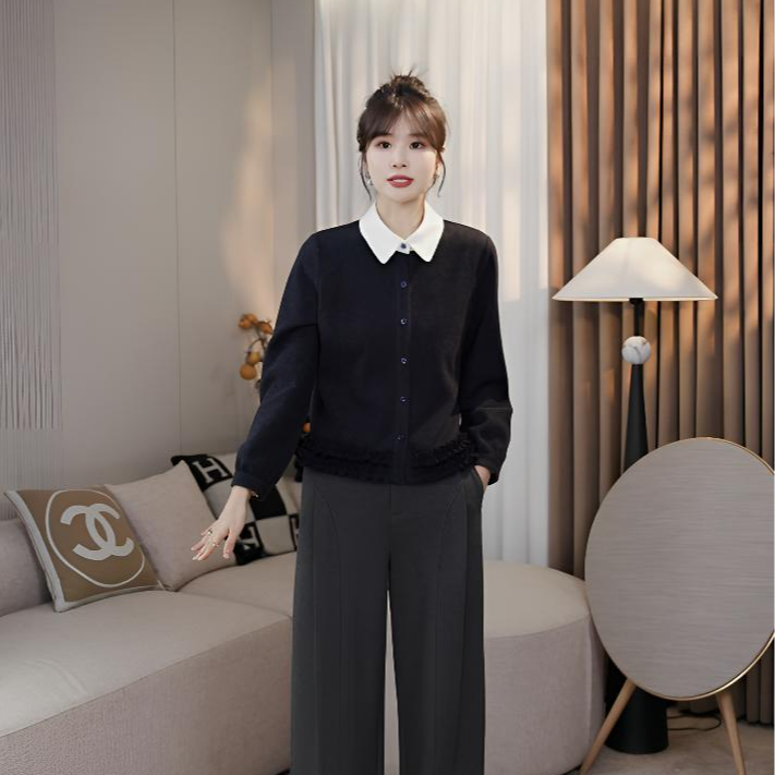 2025冬季设计感木耳边气质百搭加厚女士澳绒小衫