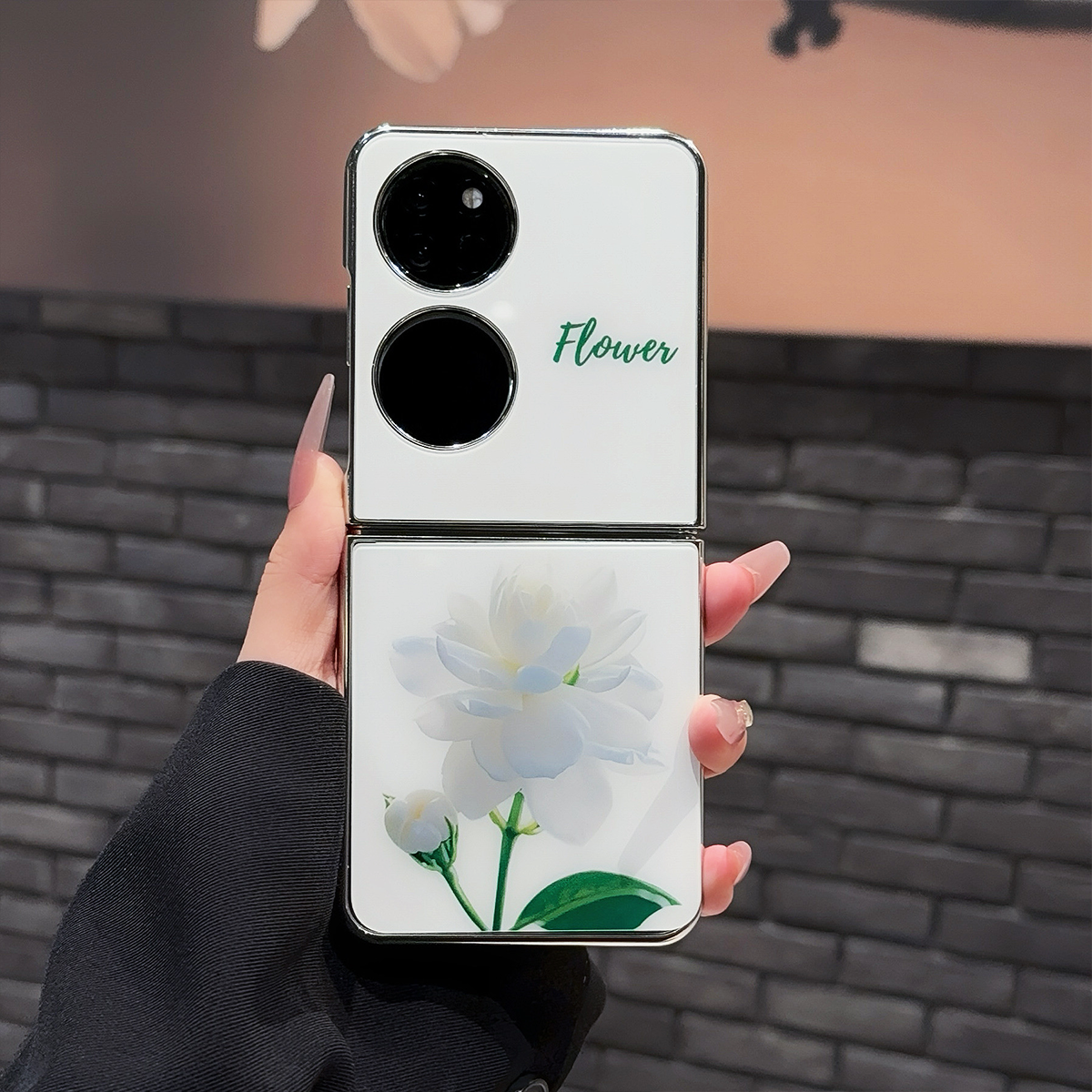 适用华为POCKET2电镀玻璃FINDN3FLIP栀子花MAGICVFLIP2024高级感