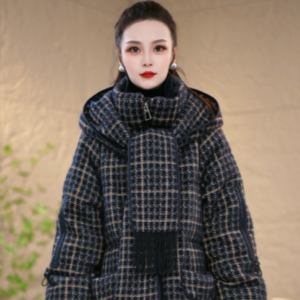 冬季设计感围巾连帽百搭经典保暖白鸭绒羽绒服M-XL