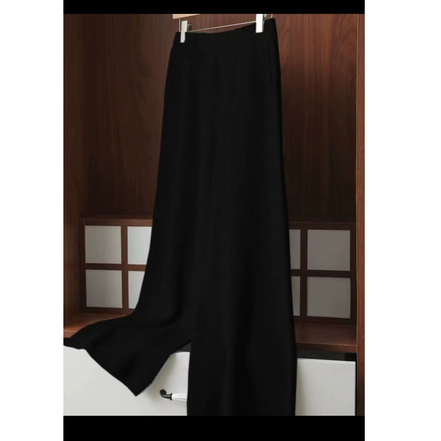 超细精纺针织阔腿裤女高腰宽松显瘦垂感直筒拖地休闲长裤春秋季