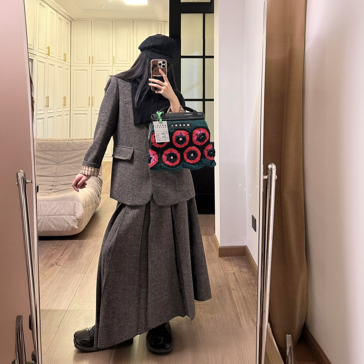 通勤风韩版时尚毛呢套装女2025秋冬新款复古西装外套半身裙两件套