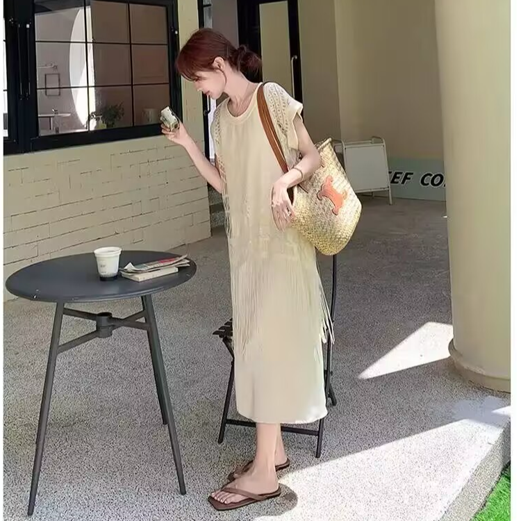 【现货】新款夏季大码女时尚显瘦长裙法式镂空气质设计感减龄连衣裙