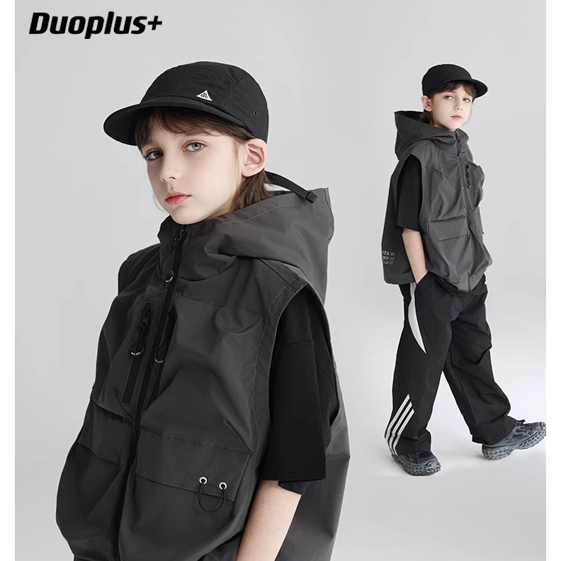 童装男童马甲2025春新款户外工装机能风口袋儿童背心坎肩上衣潮牌