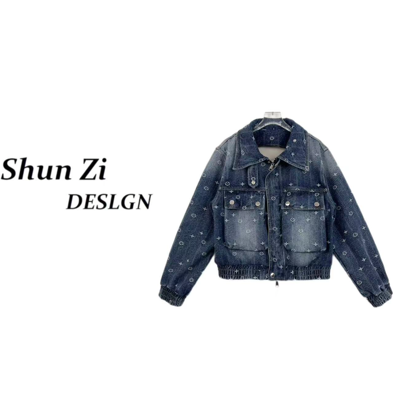 顺子/SZ10078 【加绒加厚】时尚复古港风绣花牛仔复古洗水牛仔外套