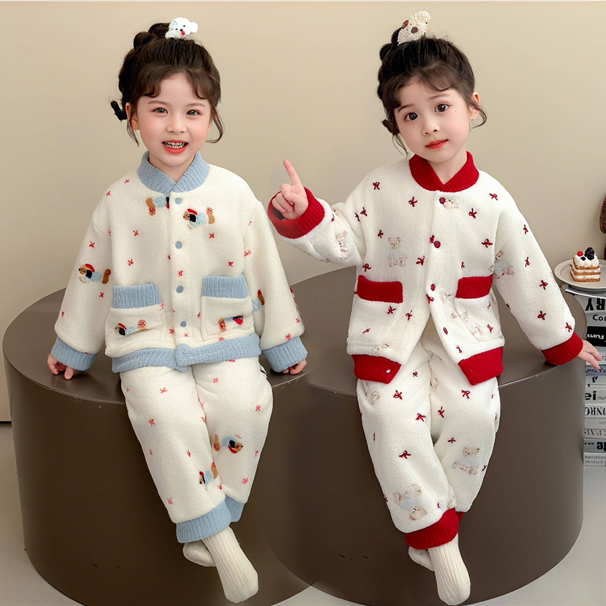 女童秋冬法兰绒睡衣女宝宝儿童冬季珊瑚绒小女孩冬款加厚家居服